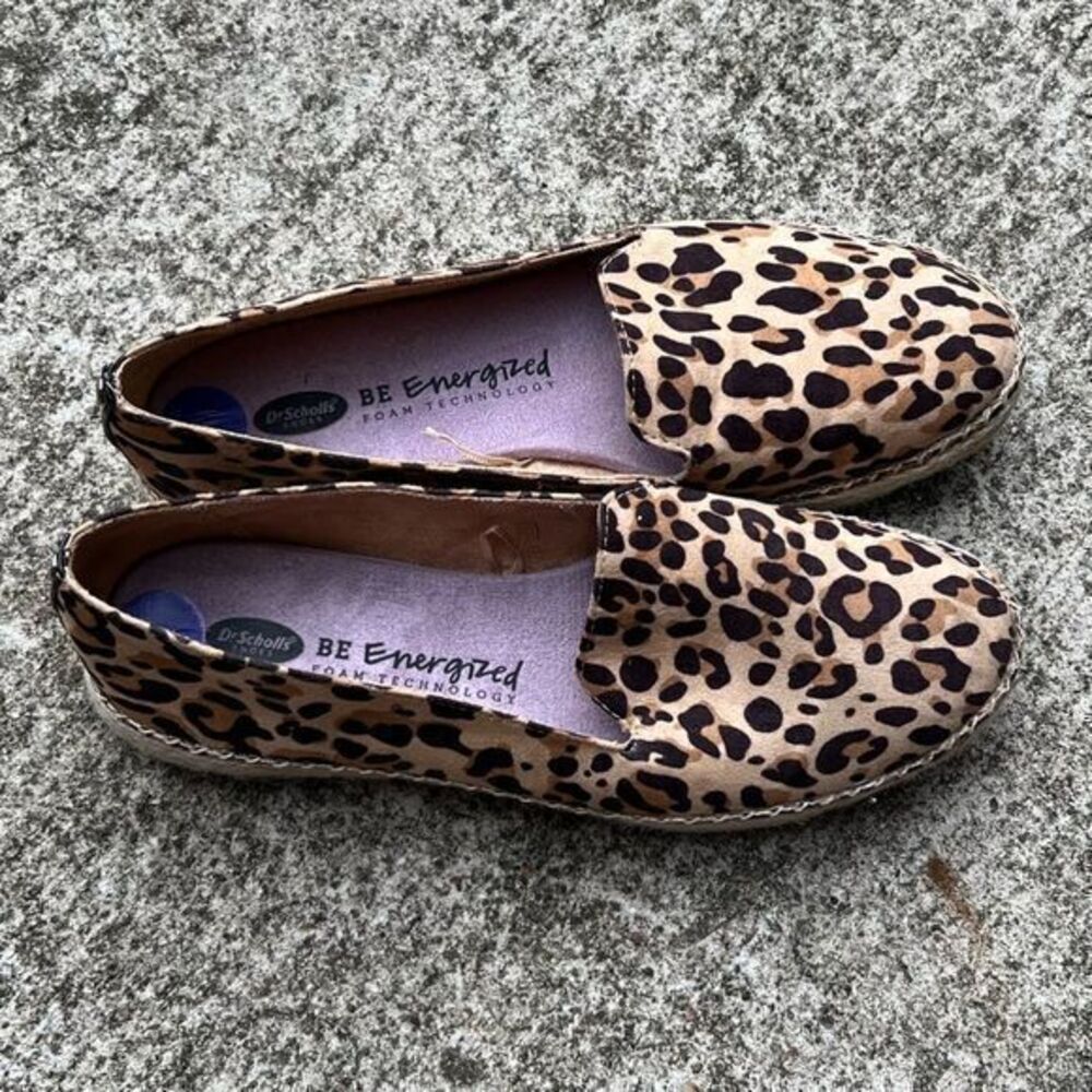 Dr. Scholl's Find Me Loafer Espadrilles Leopard Print Tan‎ Black Size 8.5 - Picture 2 of 7